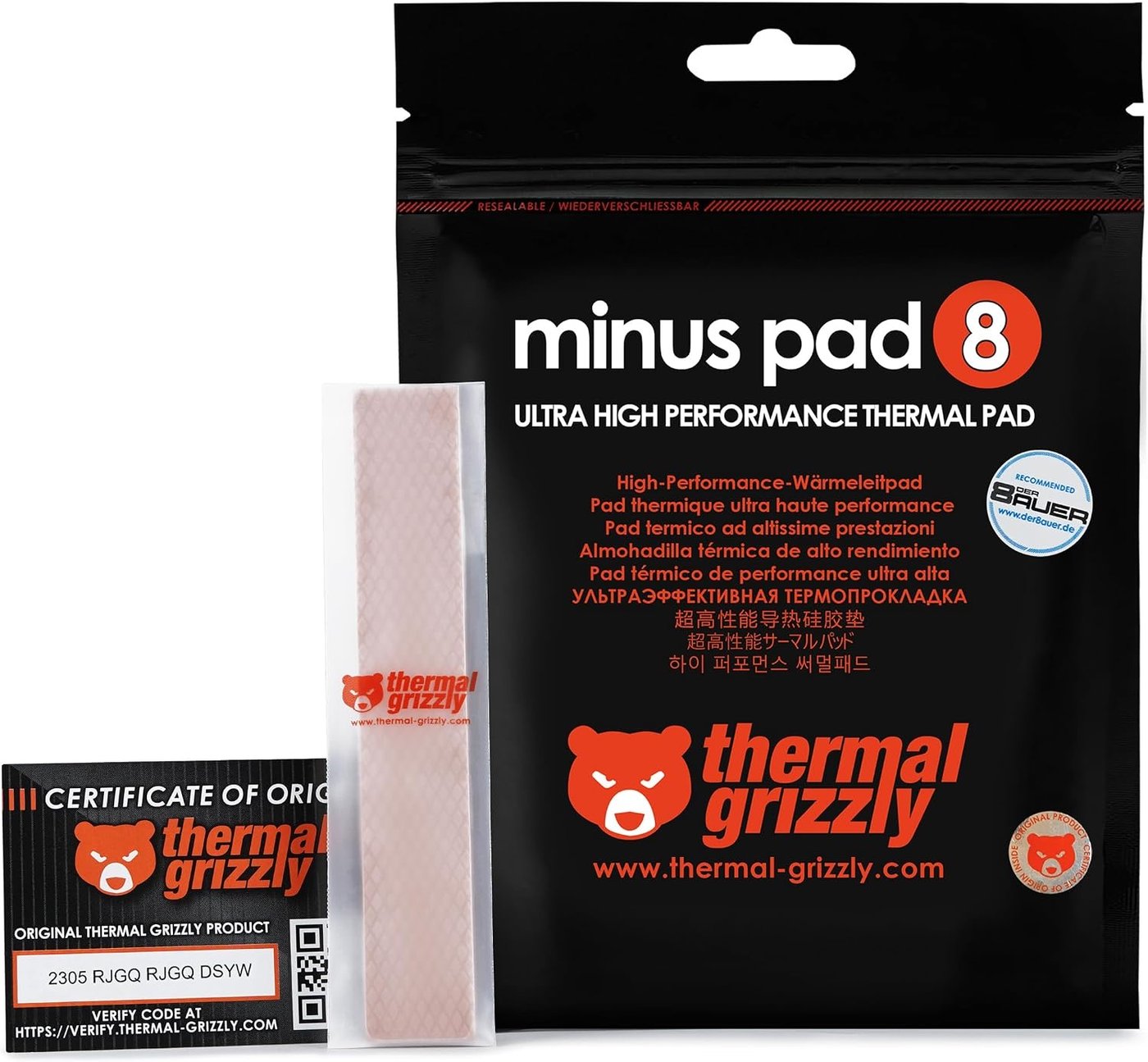 Almohadilla Térmica Thermal Grizzly Minus Pad 8 - 100x100mm - 1.0mm