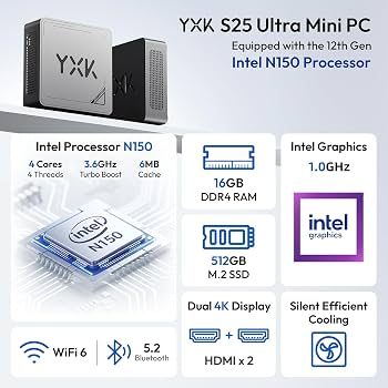 MINIPC N150 13th YXK S25 ULTRA - 16GB-500GB M.2 SSD - foto 3