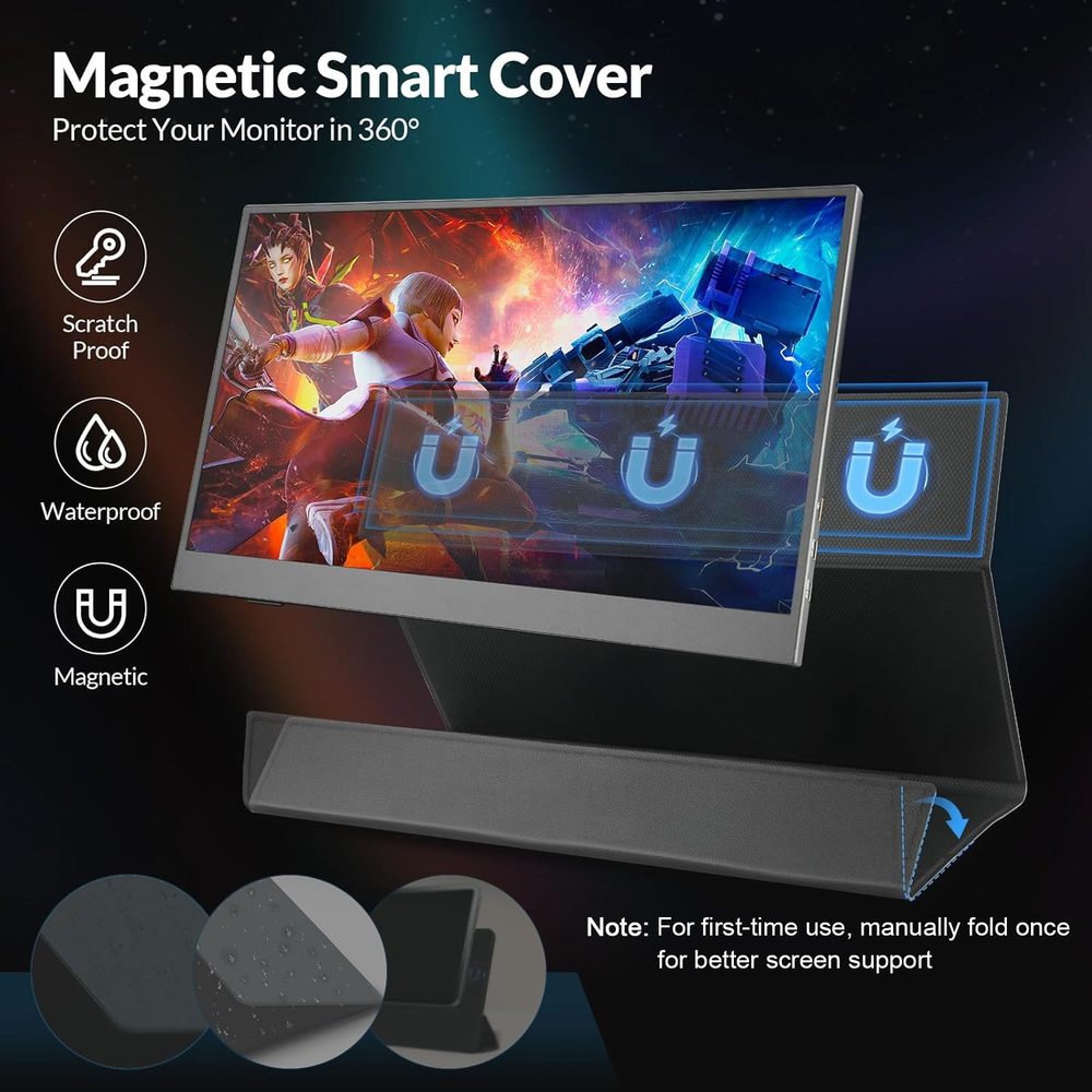 MONITOR PORTABLE AHXJKA 15.6'' - 1080P FHD IPS 60HZ FUNDA - foto 3