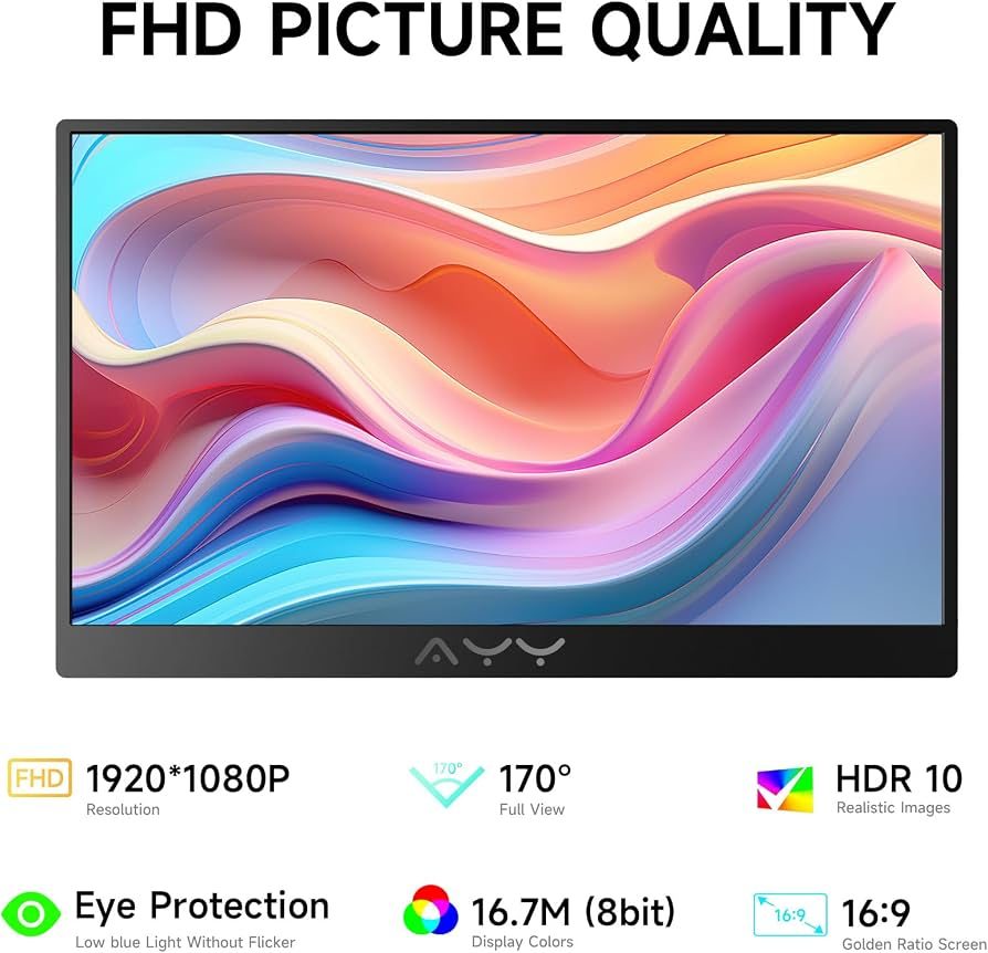 MONITOR PORTABLE AYY PORTABLE MONITOR A15G1B 15'' 1080P FULL HD - 60 Hz - - foto 2