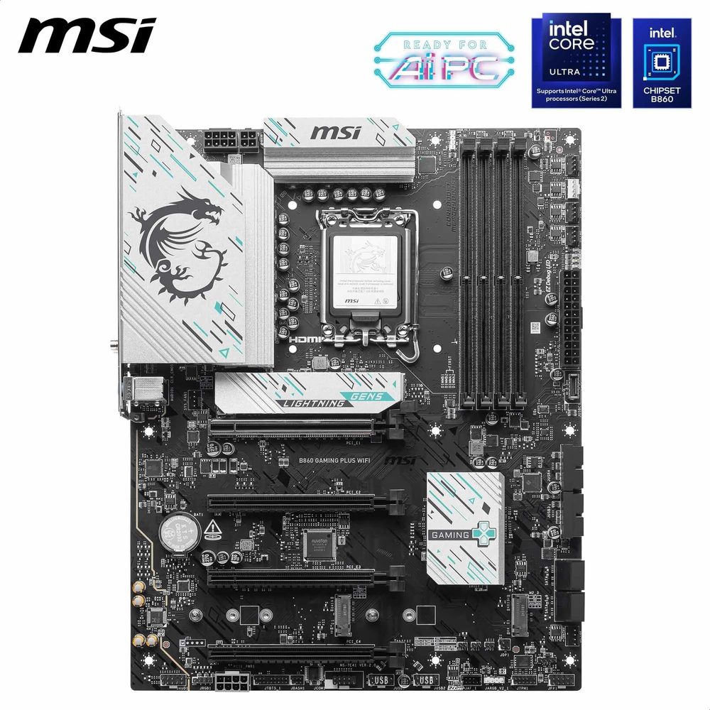 PLACA MADRE B860 MSI GAMING PLUS WIFI WHITE - INTEL LGA 1851 - foto 3