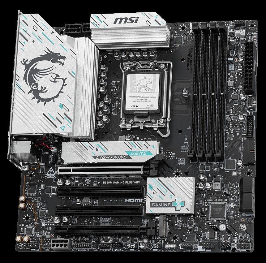 PLACA MADRE B860 MSI GAMING PLUS WIFI WHITE - INTEL LGA 1851 - foto 4