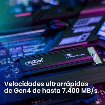 SSD 2TB CRUCIAL T500 GEN4 7400MB-s M.2 CON DISIPADOR (PC LAPTOP PS5) - foto 2